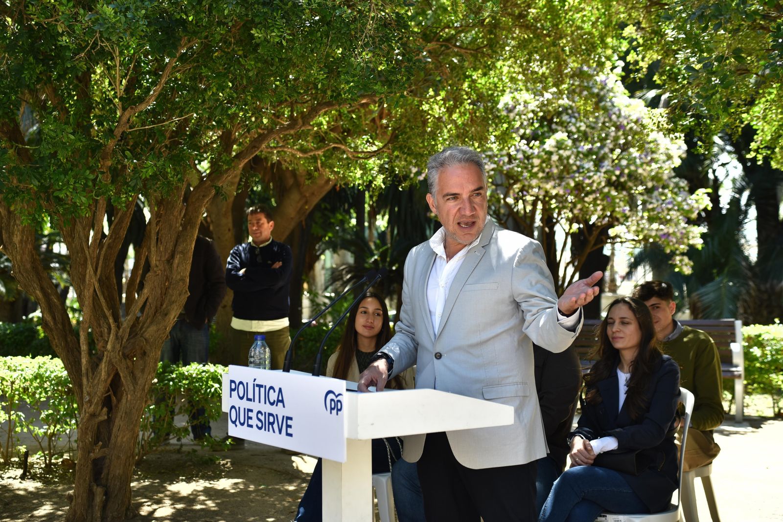El vicesecretario de Coordinación Autonómica del Partido Popular, Elías Bendodo, este sábado en un acto en Málaga.