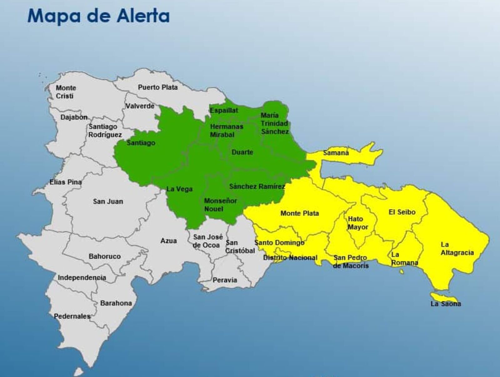 El COE emitió alerta amarilla para nueve provincias debido a la incidencia de una vaguada sobre el territorio nacional.