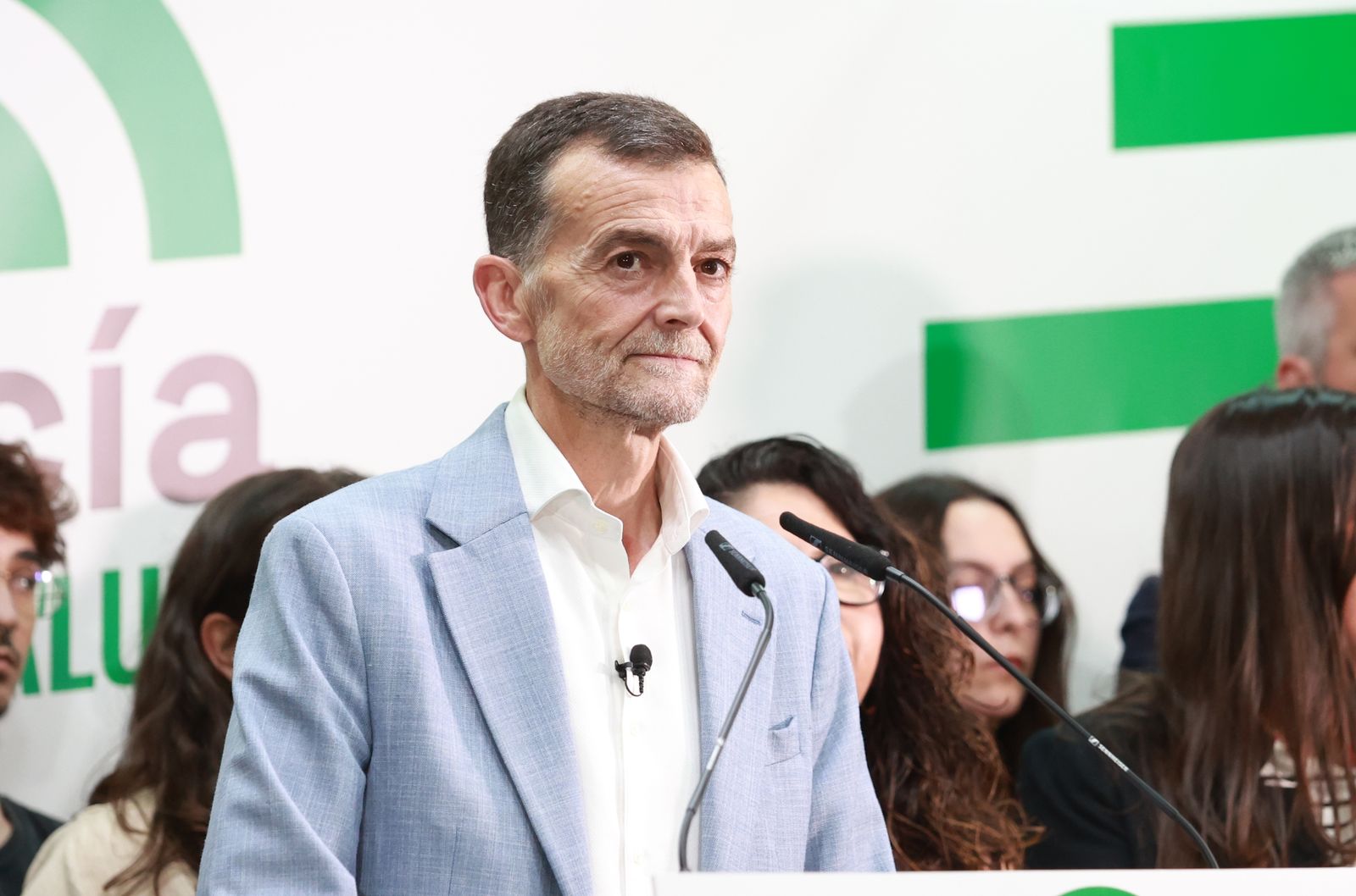 El candidato de Por Andalucía a la Presidencia de la Junta, Antonio Maíllo, valora los resultados electorales. A 17 de mayo de 2026 en Sevilla (Andalucía, España).