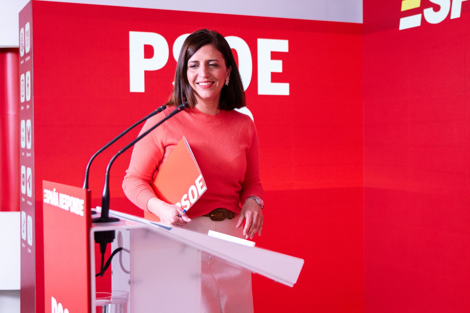 La portavoz del PSOE, Esther Peña, en Ferraz