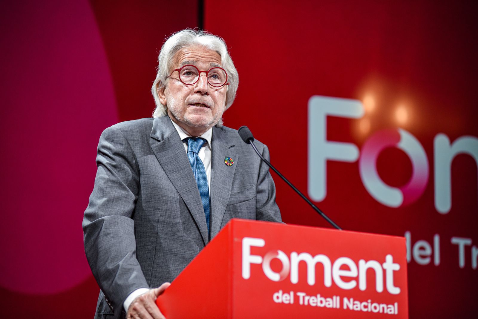 El presidente de Foment del Treball, Josep Sánchez Llibre, durante la Asamblea General de Proclamación del presidente y vocales de la Junta Directiva en la sede de Foment del Treball, a 18 de mayo de 2026, en Barcelona, Cataluña (España). El acto instituc